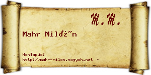 Mahr Milán névjegykártya