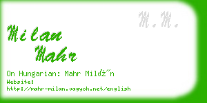 milan mahr business card
